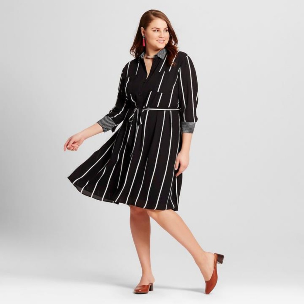 Who What Wear chiffon LS button up dress